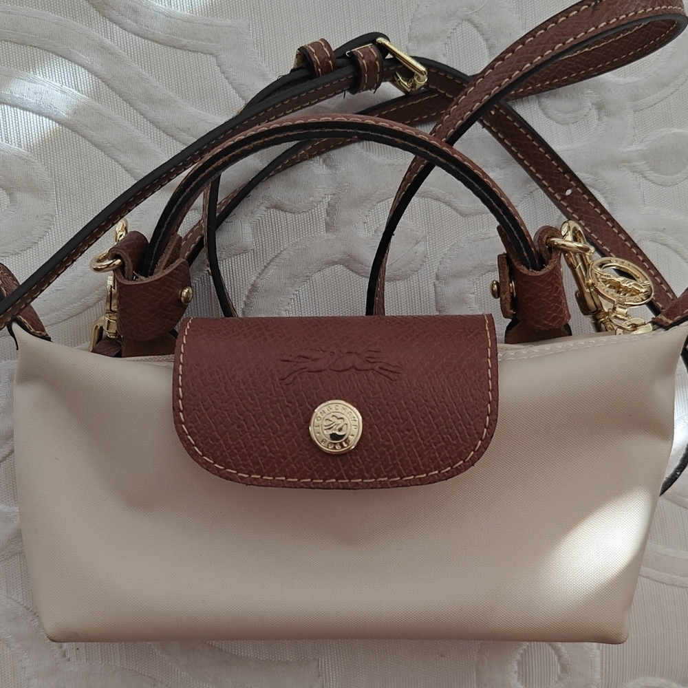 Longchamp Cream and Brown Mini Bag
